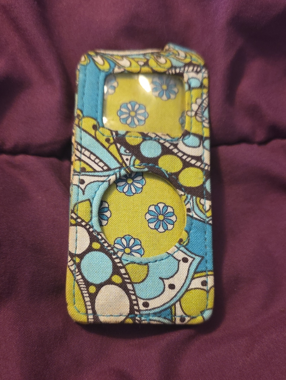 Ver Bradley Fabric Patterned Portable MP3 Player Case - Blue & Lime